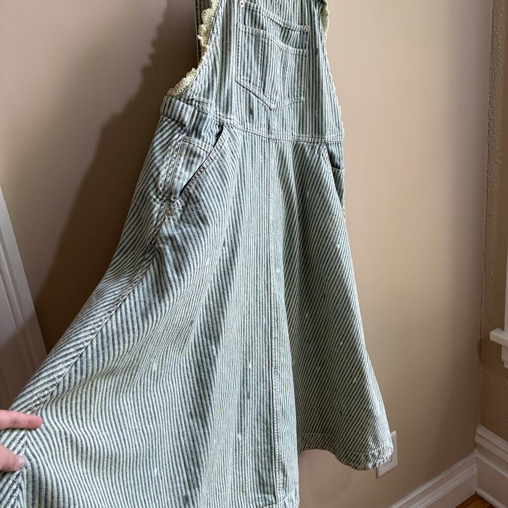 We The Free painted overall dress cottagecore coquette green striped women's XS - Picture 3 of 11